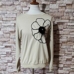 SABRA Tan Longsleeve with Black Floral Design